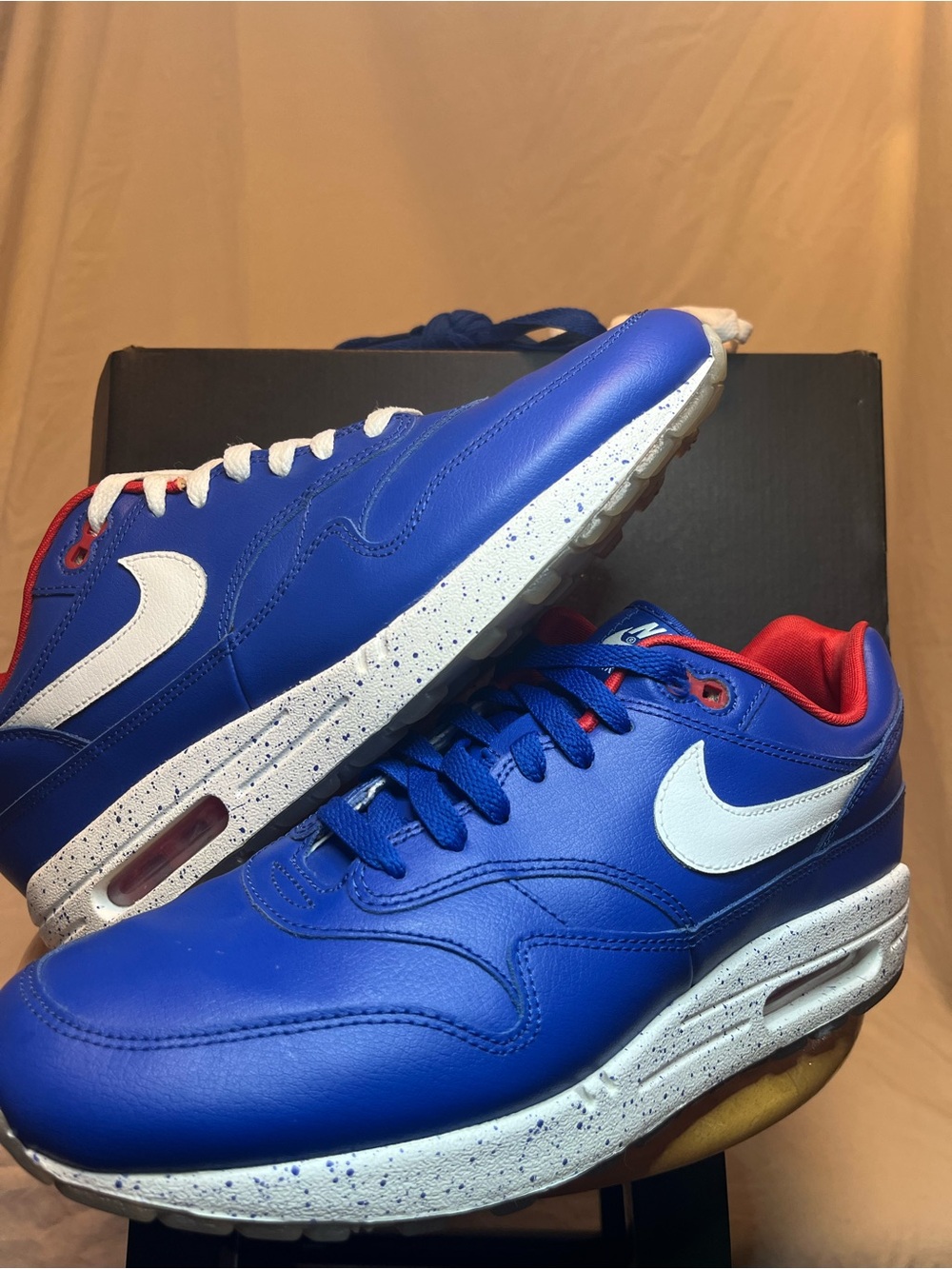Nike Air Max 1 iD Blue Leather Red Lining 943756-971 Men’s Size 10